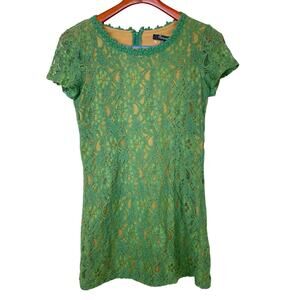 Vintage Y2K 90s Forever 21 Mini Dress Sz SP Lace Forest Fairy Grunge Whimsigoth